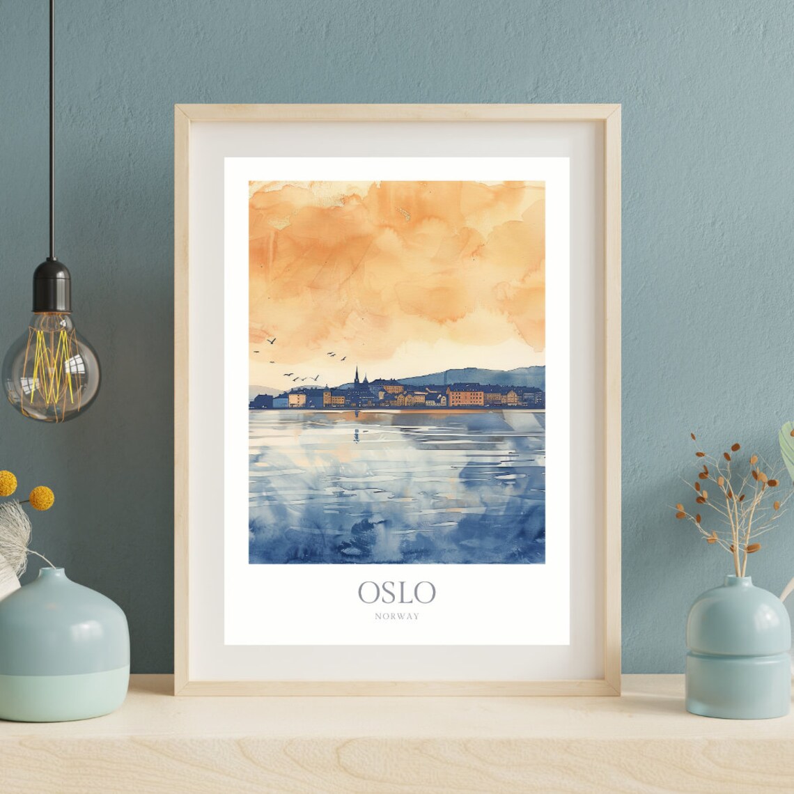 Oslo Norway Watercolor Travel Poster, Retro Style - Image 2