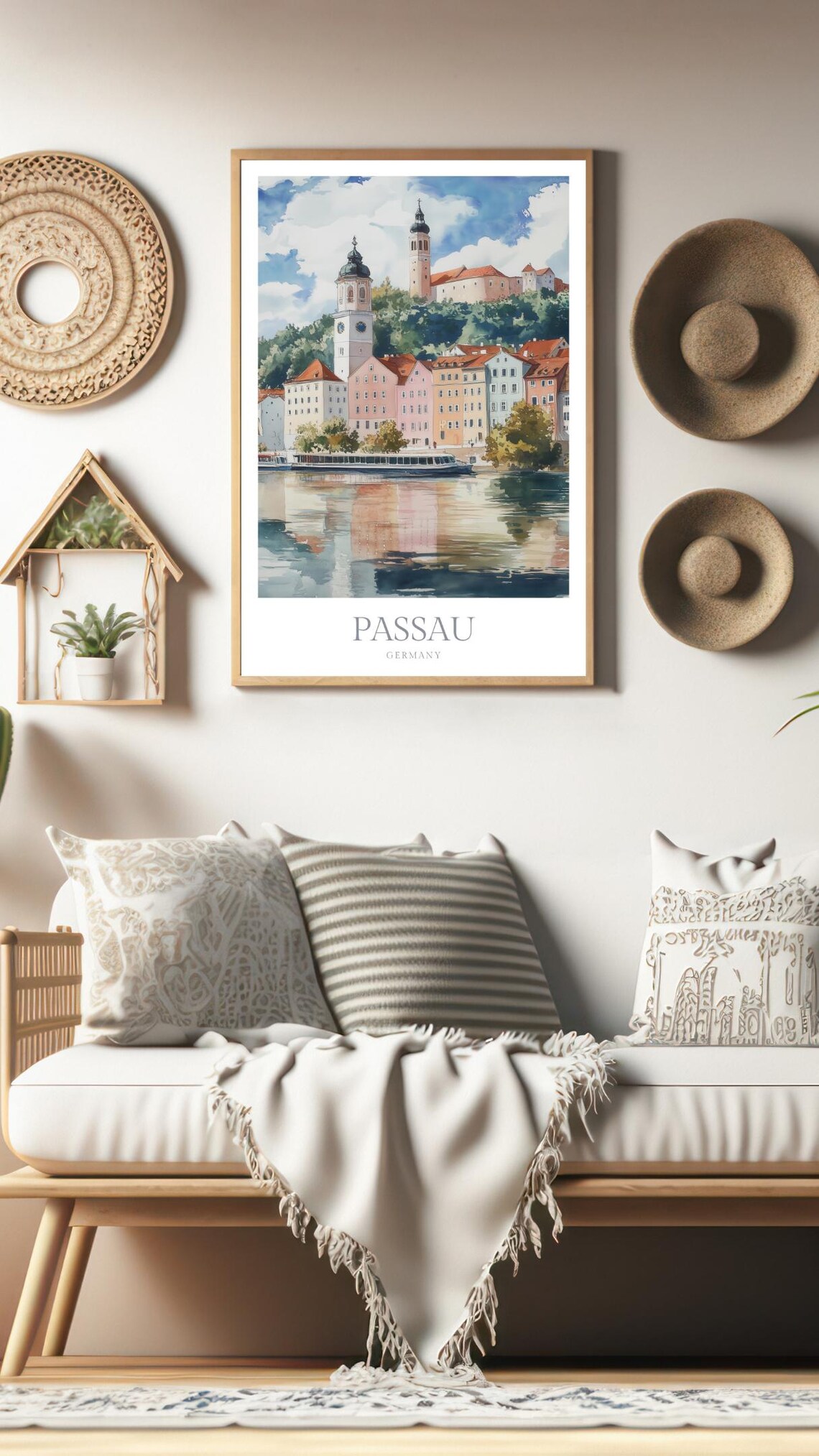 Passau Germany Old Town River Watercolor Bavarian Travel Art Poster - Image 3