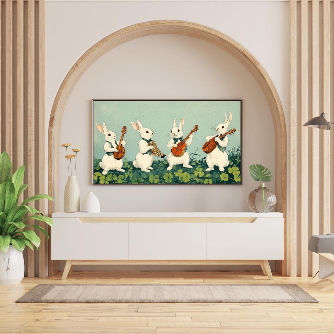 Easter Frame Tv Art Vintage Easter Card Bunny Moody Easter Decor Rabbits Spring Frame Tv Art Antique Vintage Decor - Image 2