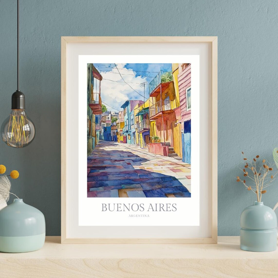 Buenos Aires Argentina La Boca Colorful Street Watercolor Poster - Image 2