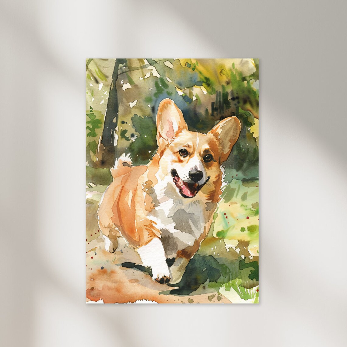 Corgi Watercolor Painting Art Print Poster