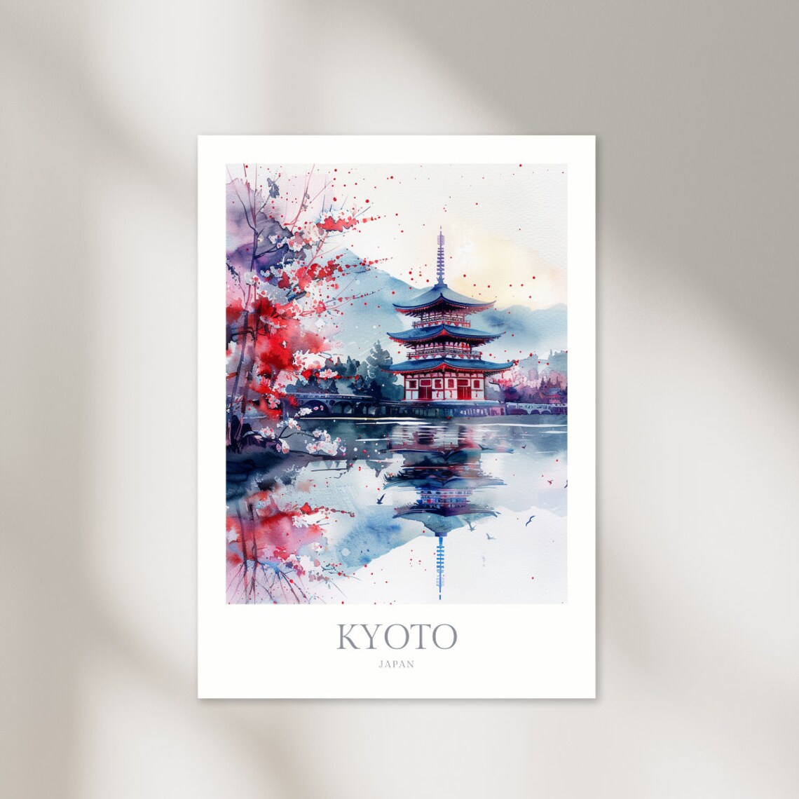 Kyoto Japan Watercolor Poster, Japan Art Print