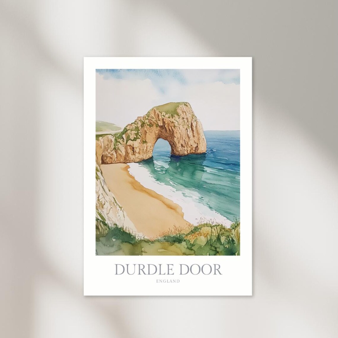 Durdle Door England Jurassic Coast Arch Watercolor Travel Poster