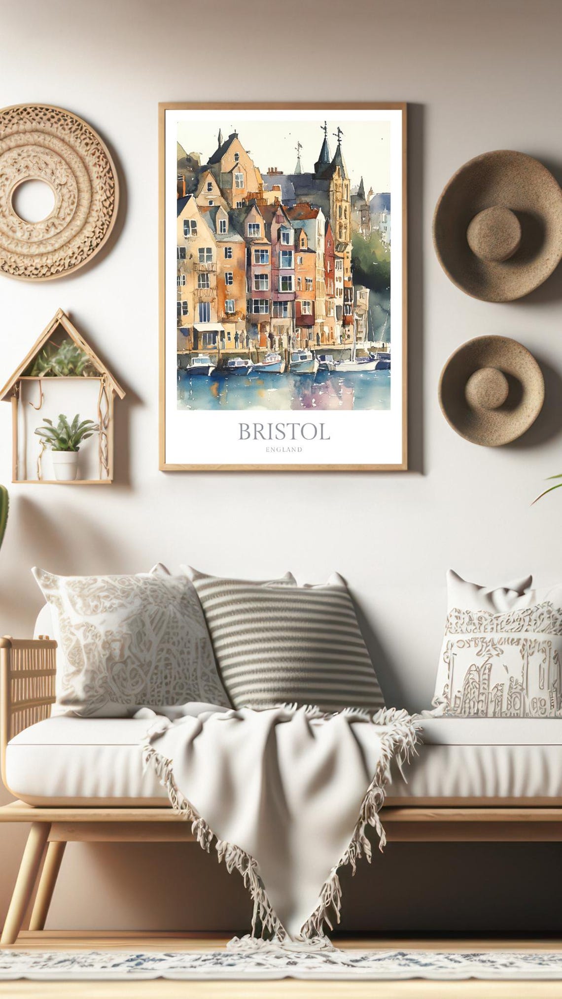Bristol England Historic Harbourside Watercolor Boat Scene Poster - Image 2
