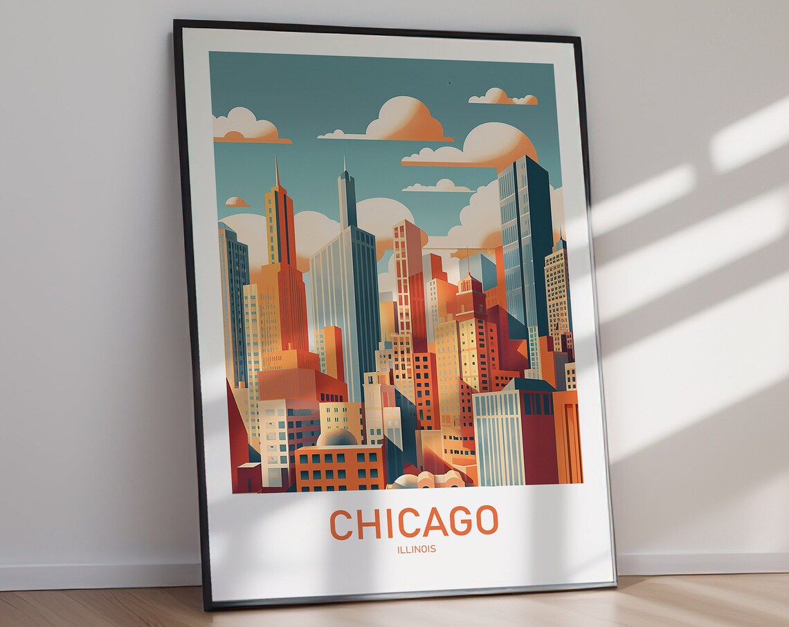 Chicago Travel Poster, USA City Wall Art - Image 2