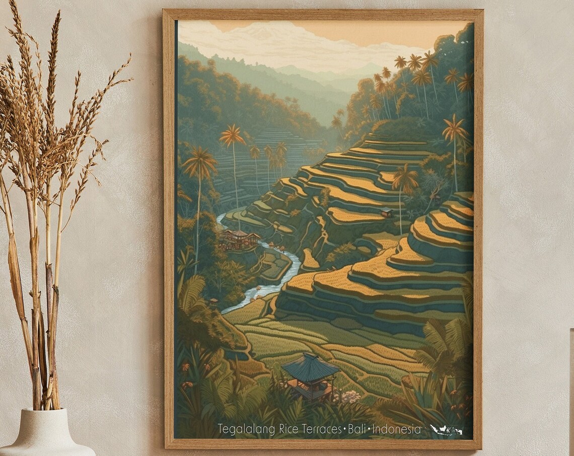 Tegalalang Rice Terraces Bali Indonesia Lush Green Valley Poster