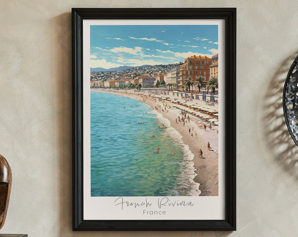 French Riviera France Beach Promenade Summer Sun Travel Poster