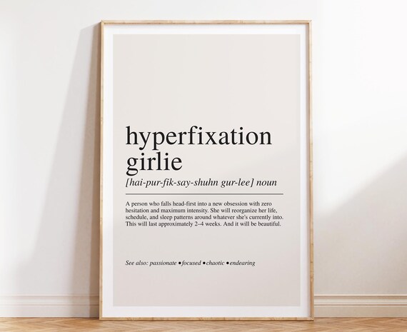 Hyperfixation Girlie Dictionary Definition Trendy Funny Wall Poster