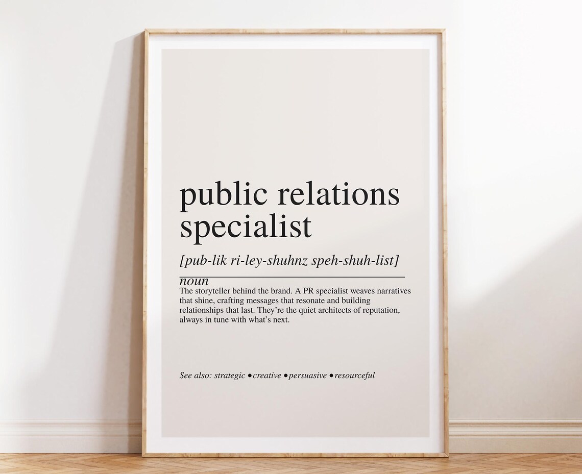 Public Relations Specialist Definition Print, Career Art