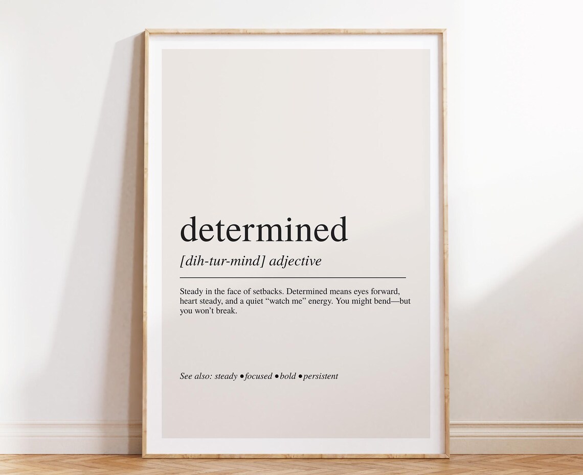 Determined Definition Wall Art, Motivational Poster