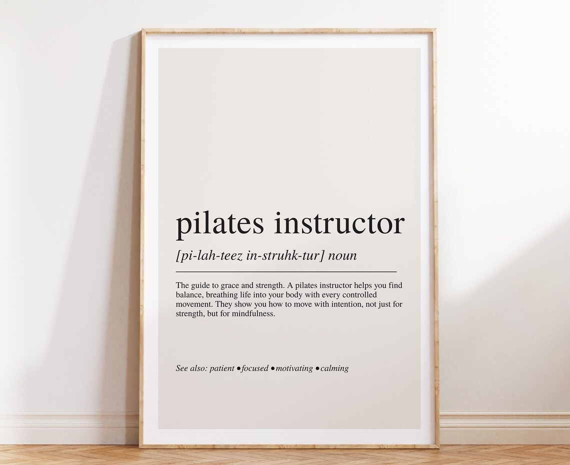 Pilates Instructor Definition Dictionary Style Noun Poster Fitness Studio Art