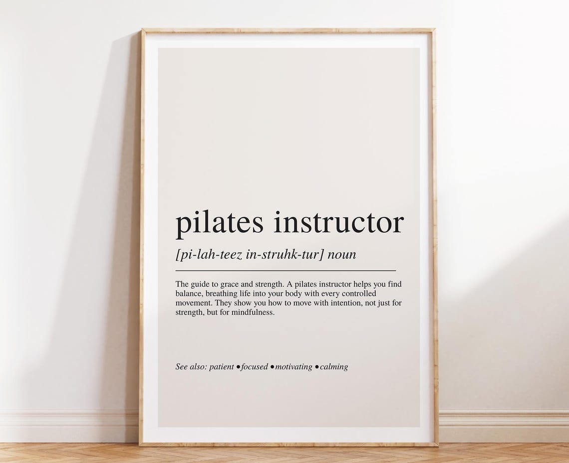 Pilates Instructor Definition Print Wellness Career Wall Art For Movement Teachers