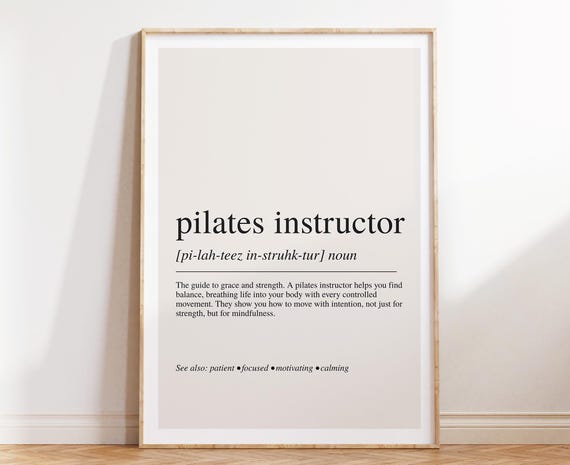 Pilates Instructor Definition Print Wellness Career Wall Art For Movement Teachers