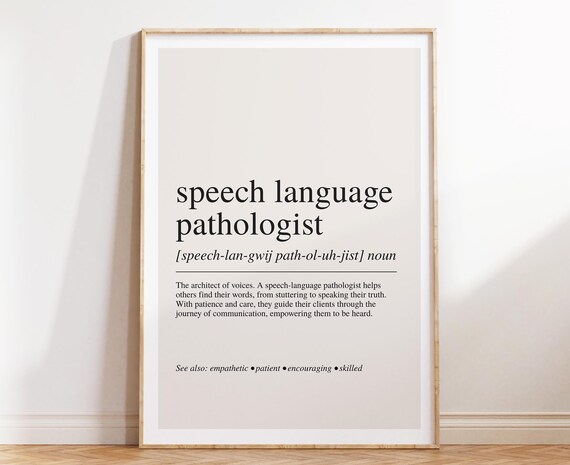 Speech Language Pathologist Definition Dictionary Style Noun Poster Gift