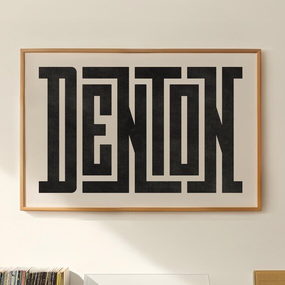 Denton Bold Maze Typography City Name Minimalist Black Poster