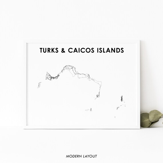 Turks And Caicos Islands Map Print Road Art Poster Grand Turk Caribbean Nursery Room Wall Office Decor