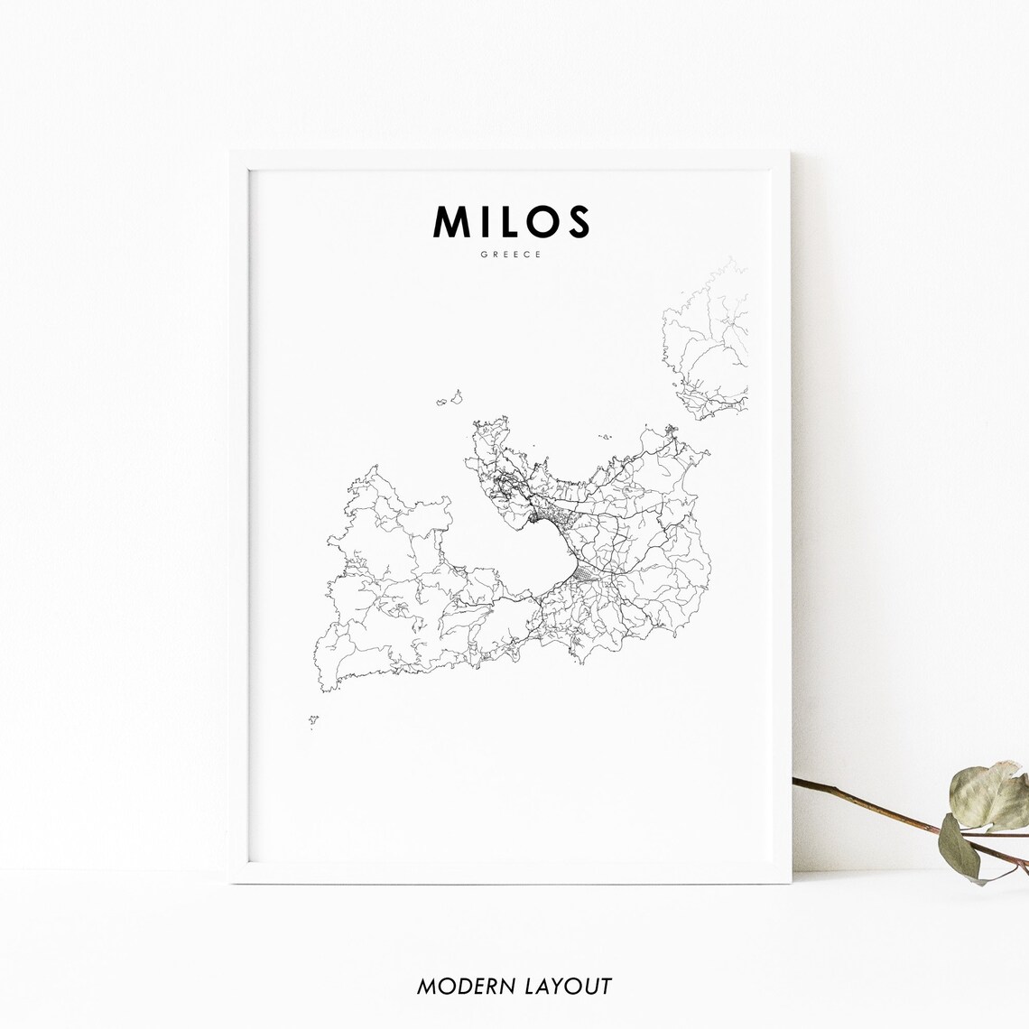 Milos Greece Map Print, Nursery Room Decor Poster