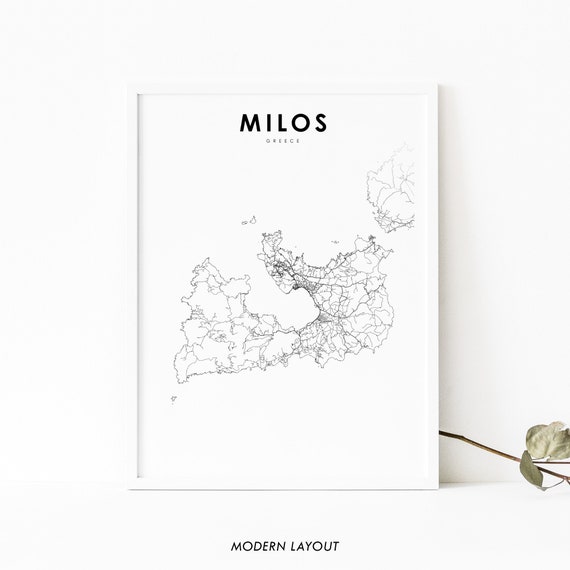 Milos Greece Map Print, Nursery Room Decor Poster
