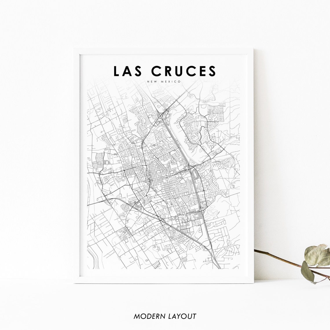 Las Cruces New Mexico Minimal Street Map Modern Layout Poster