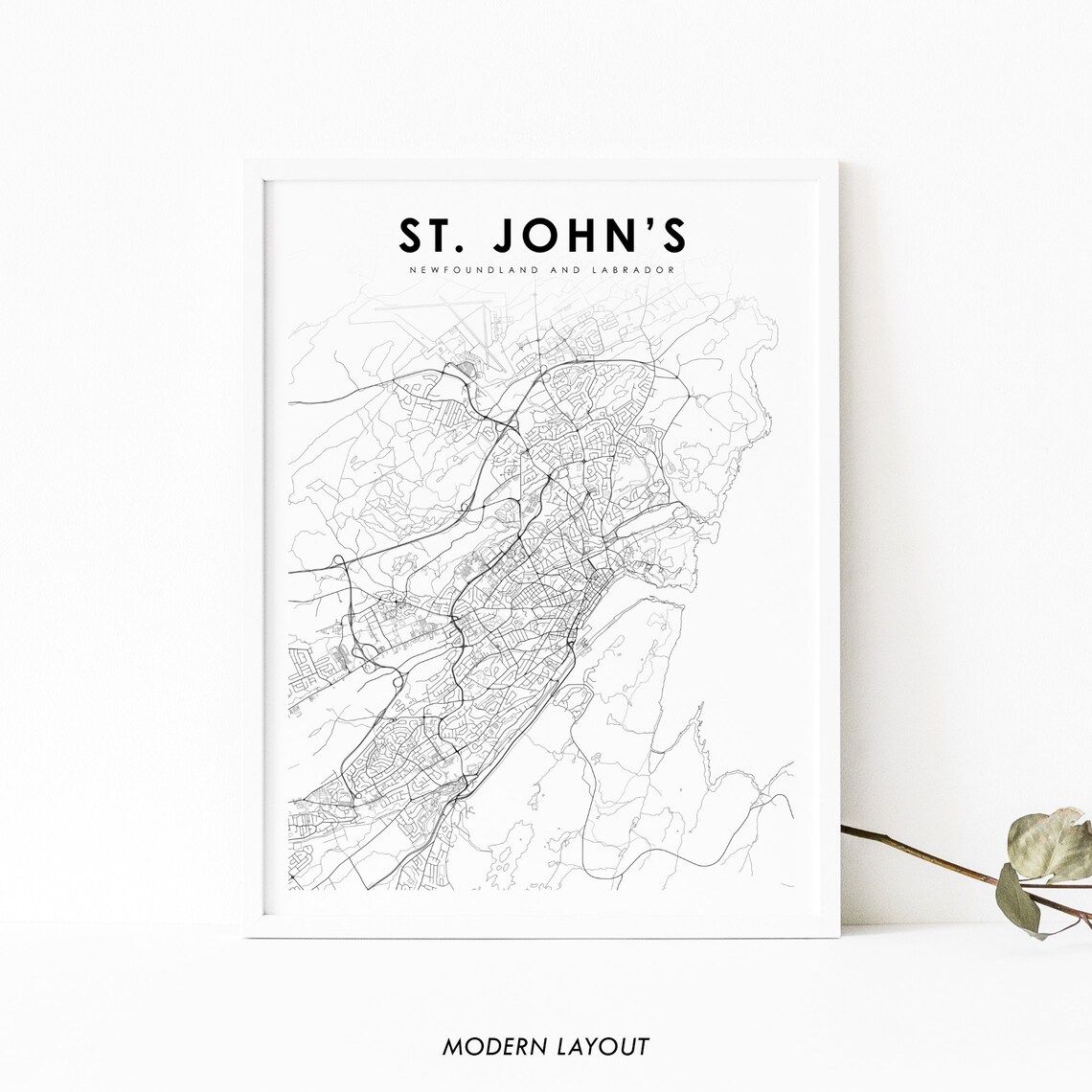 St Johns Newfoundland And Labrador Map Poster, Canada