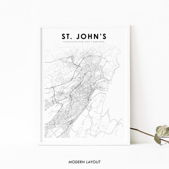 St Johns Newfoundland And Labrador Map Poster, Canada