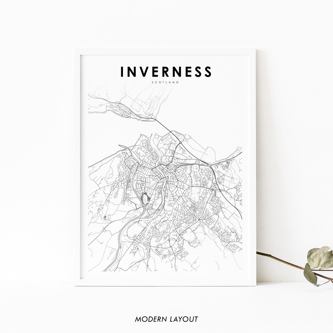 Inverness Scotland Map Print, UK City Poster
