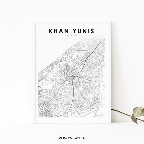 Khan Yunis Palestine Minimalist Street Map Poster Modern Decor Art