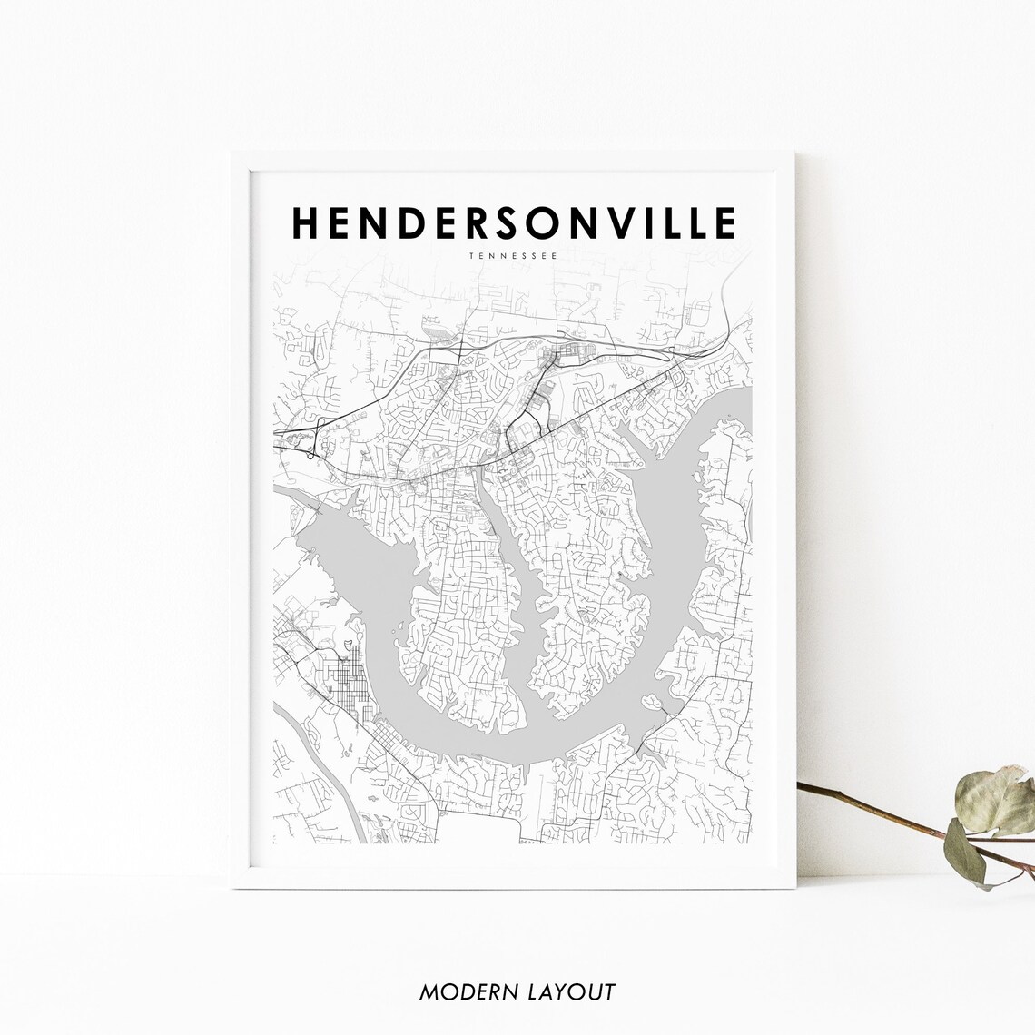 Hendersonville TN Map Print, Tennessee City Poster