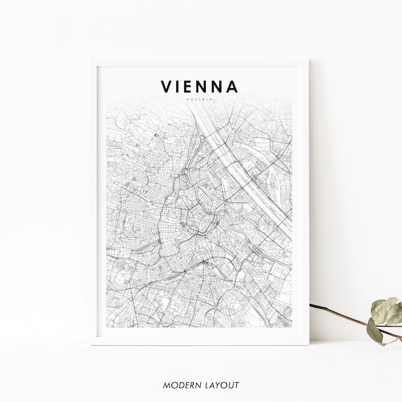 Vienna Austria Map Print, Nursery Room City Road Art