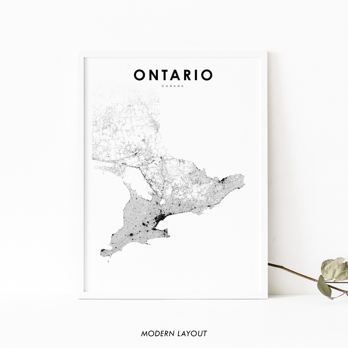Southern Ontario Map Print Road On Canada Art Poster Nursery Room Wall Office Decor