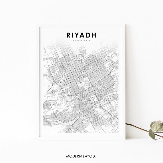 Riyadh Area Saudi Arabia Map Print Art Poster Arriy City Street Nursery Room Wall Office Decor