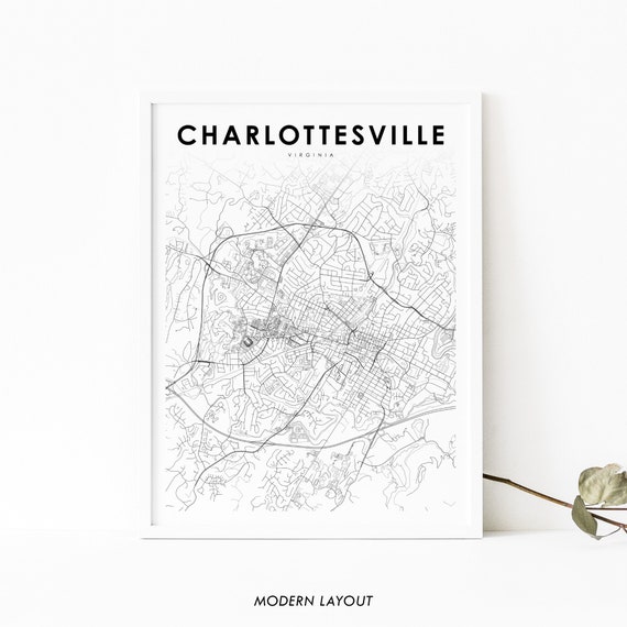 Charlottesville VA Map Print, Virginia USA Travel Poster