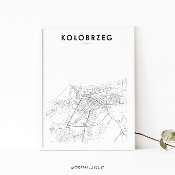 Kolobrzeg Poland Map Print Koobrzeg Polska Art Poster Kolberg City Street Road Nursery Room Wall Office Decor