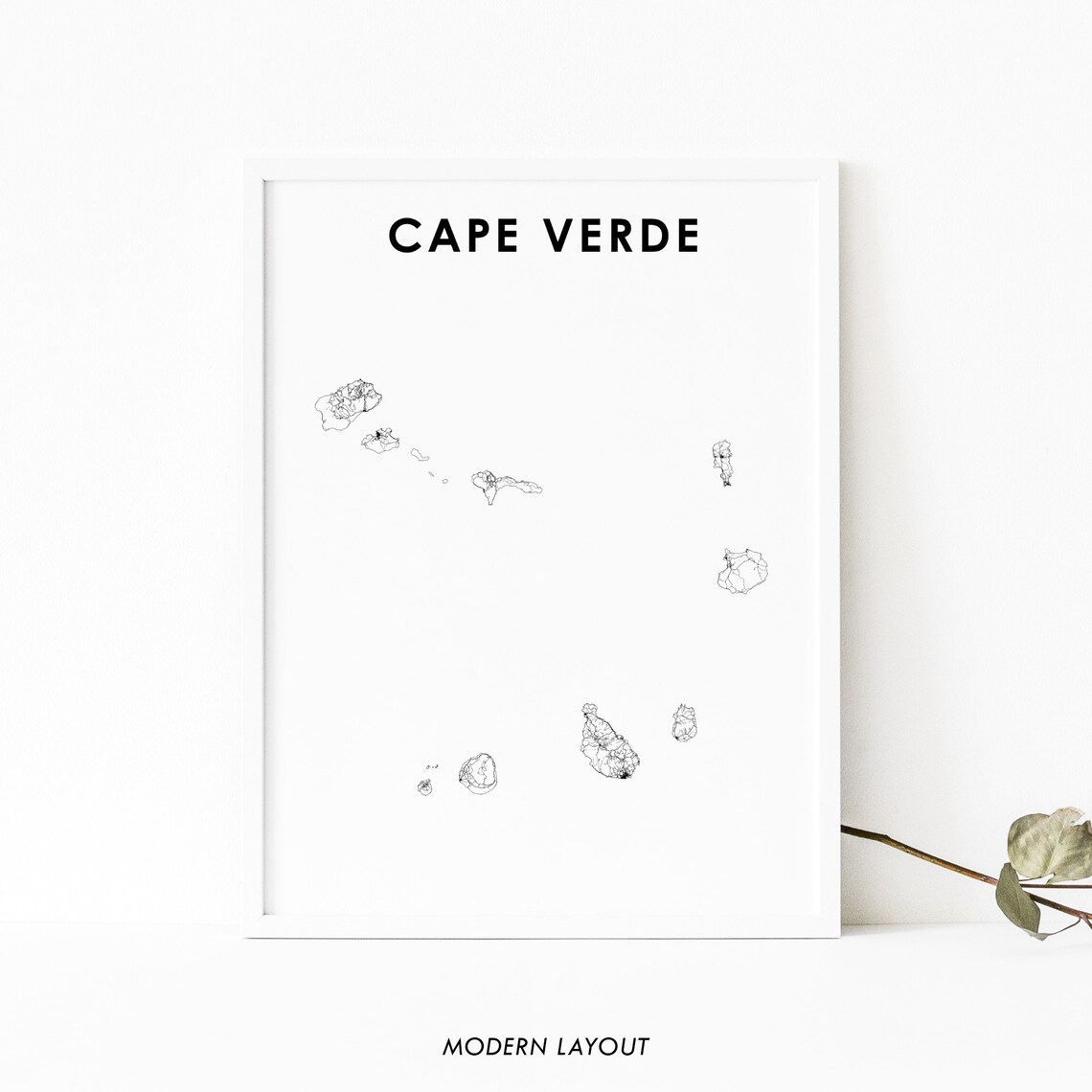 Cape Verde Minimalist Black And White Archipelago Islands Map Art Poster