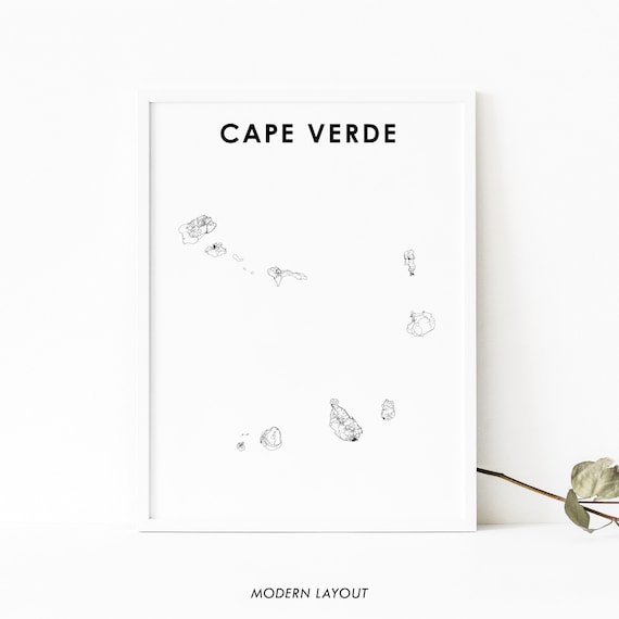 Cape Verde Map Print Road Art Poster Praia Cabo Kabu Verdi Portugal Nursery Room Wall Office Decor