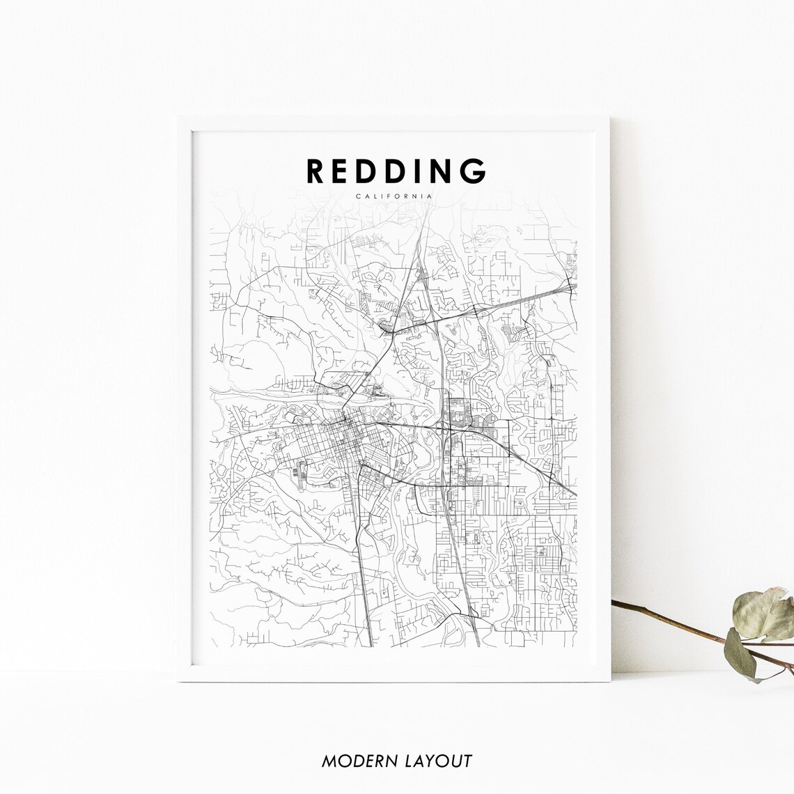 Redding CA Map Print, Nursery Room Wall Art