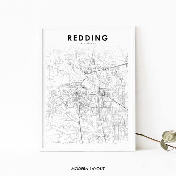 Redding CA Map Print, Nursery Room Wall Art