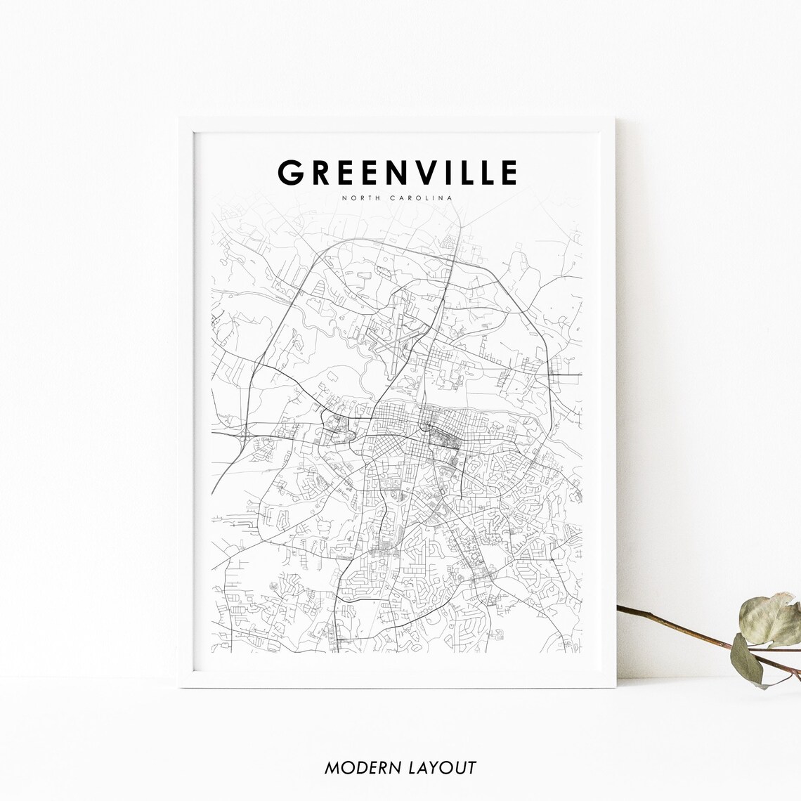 Greenville NC Map Print, North Carolina Wall Poster