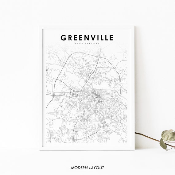 Greenville NC Map Print, North Carolina Wall Poster