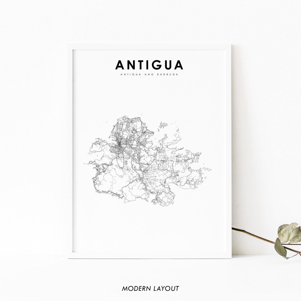 Antigua and Barbuda Map Poster, St Johns City Street