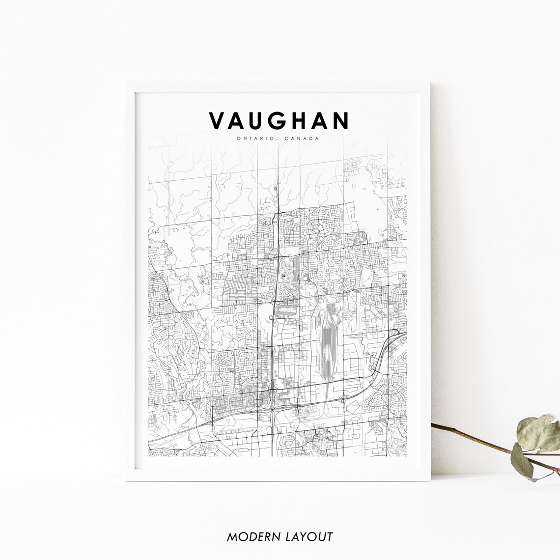 Vaughan Ontario Map Print, Canada City Street Poster