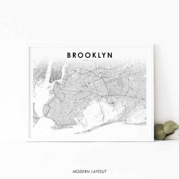 Brooklyn Ny Map Print New York City Nyc Usa Art Poster Street Road Nursery Room Wall Office Decor