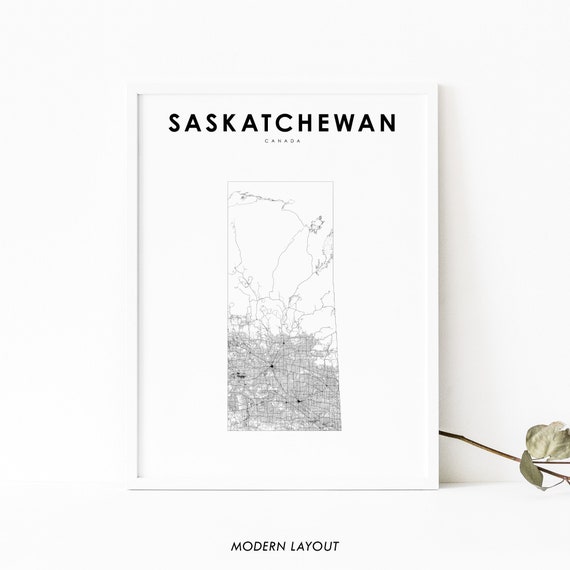 Saskatchewan Map Print, Canada Road Map Poster