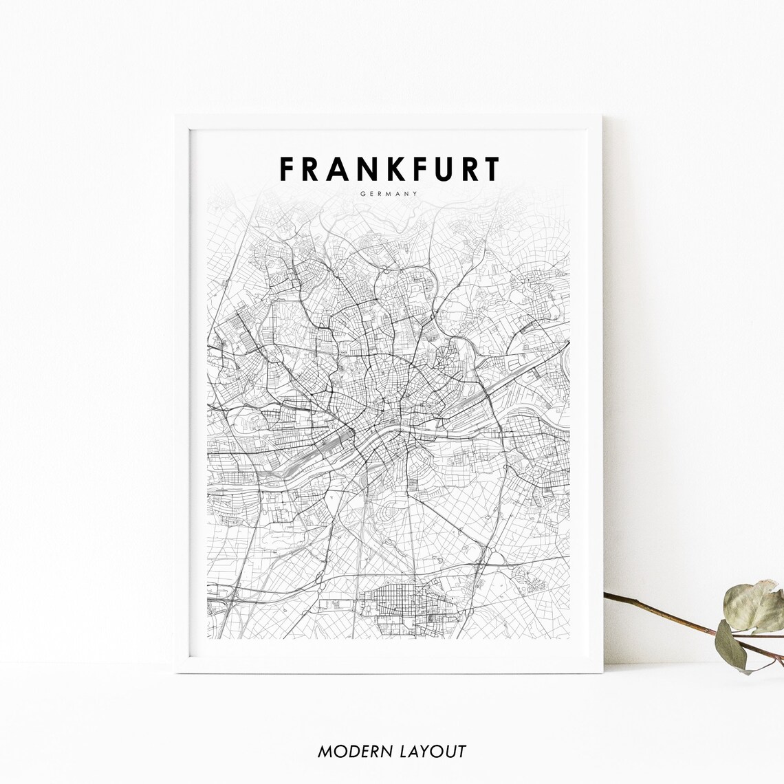 Frankfurt Germany Map Print Poster, Nursery Room Decor