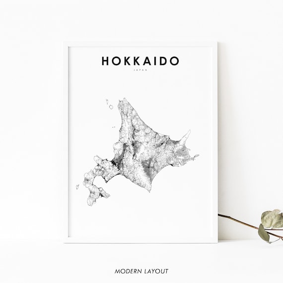 Hokkaido Japan Map Print Road Art Poster Sapporo Otaru Hokaido Nursery Room Wall Office Decor