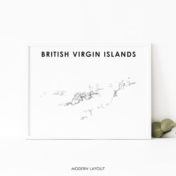 British Virgin Islands Map Print Country Road Poster Town Caribbean Art Nursery Room Office Wall Decor