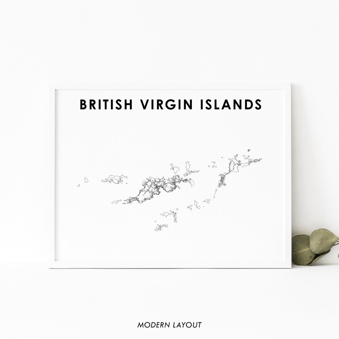 Minimalist British Virgin Islands Country Map Modern Layout Art Poster
