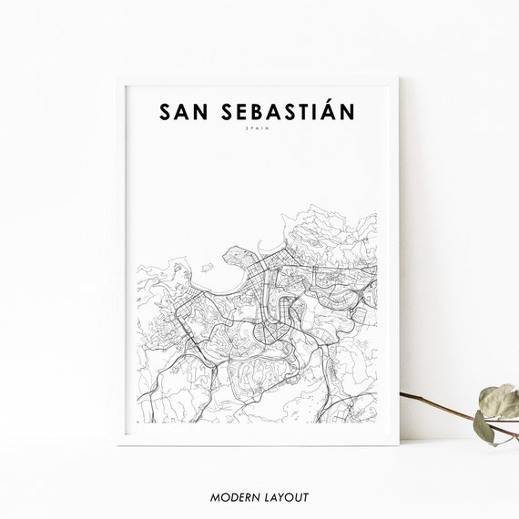 San Sebastian Spain Map Art Print, Donostia City