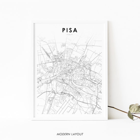 Pisa Italy Map Print Italia Art Poster Tuscany City Street Road Nursery Room Wall Office Decor