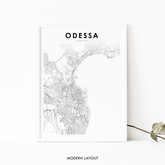 Odessa Ukraine Map Print Art Poster Odesa City Street Road Nursery Room Wall Office Decor